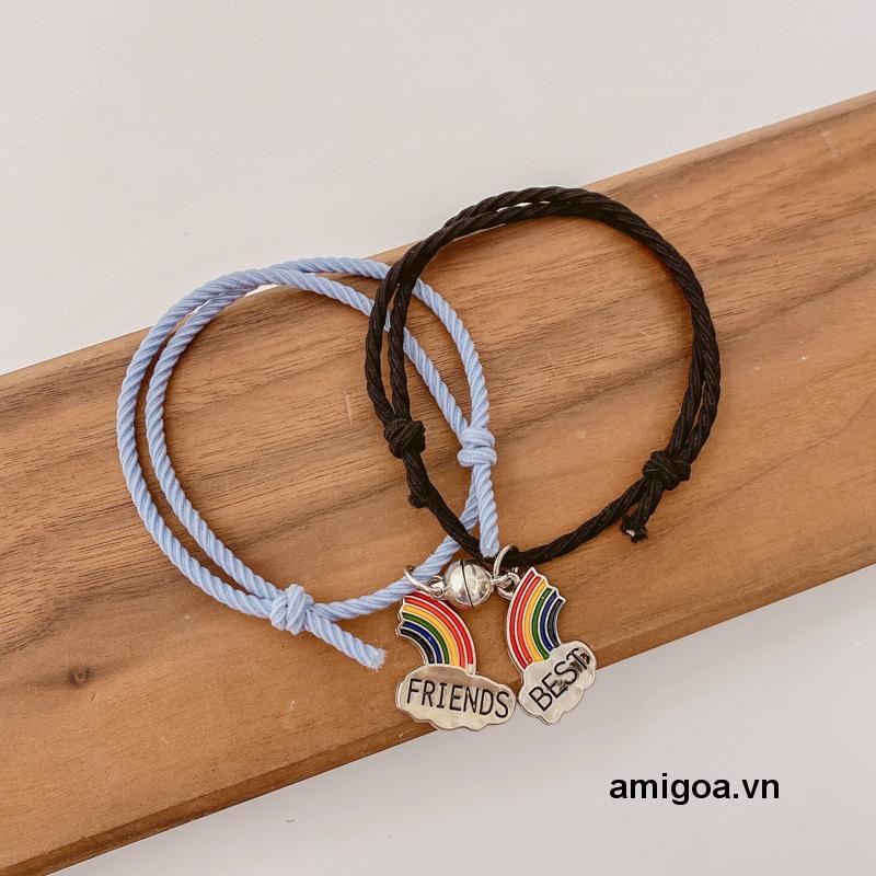 ✨✨Bộ 2 vòng đeo tay co giãn màu cầu vồng cho cặp đôi/bạn thân