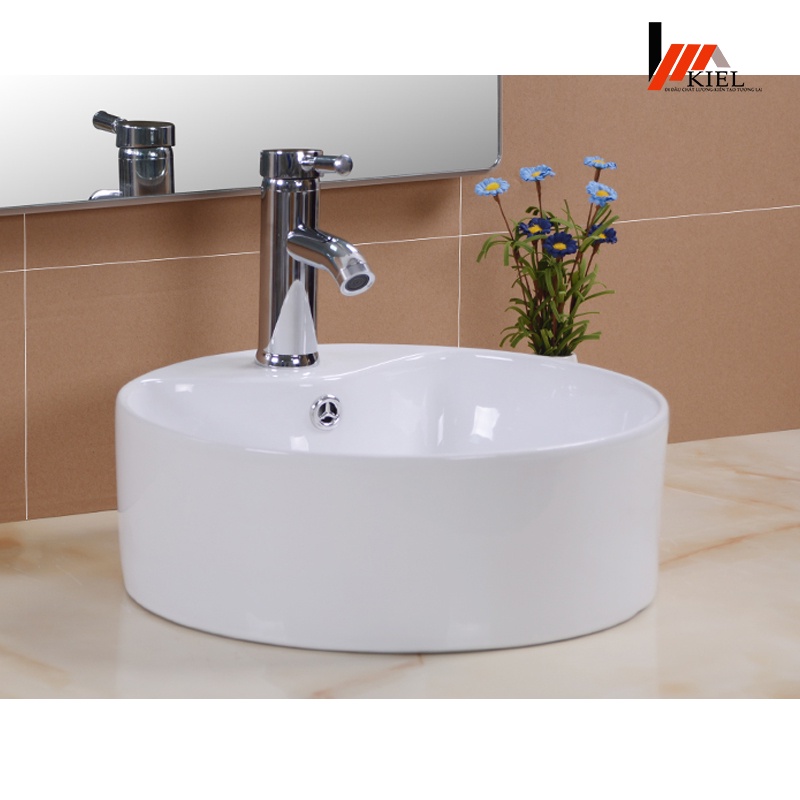 Chậu rửa mặt lavabo, chậu rửa mặt tròn đặt bàn - bảo hành 10 năm chất men