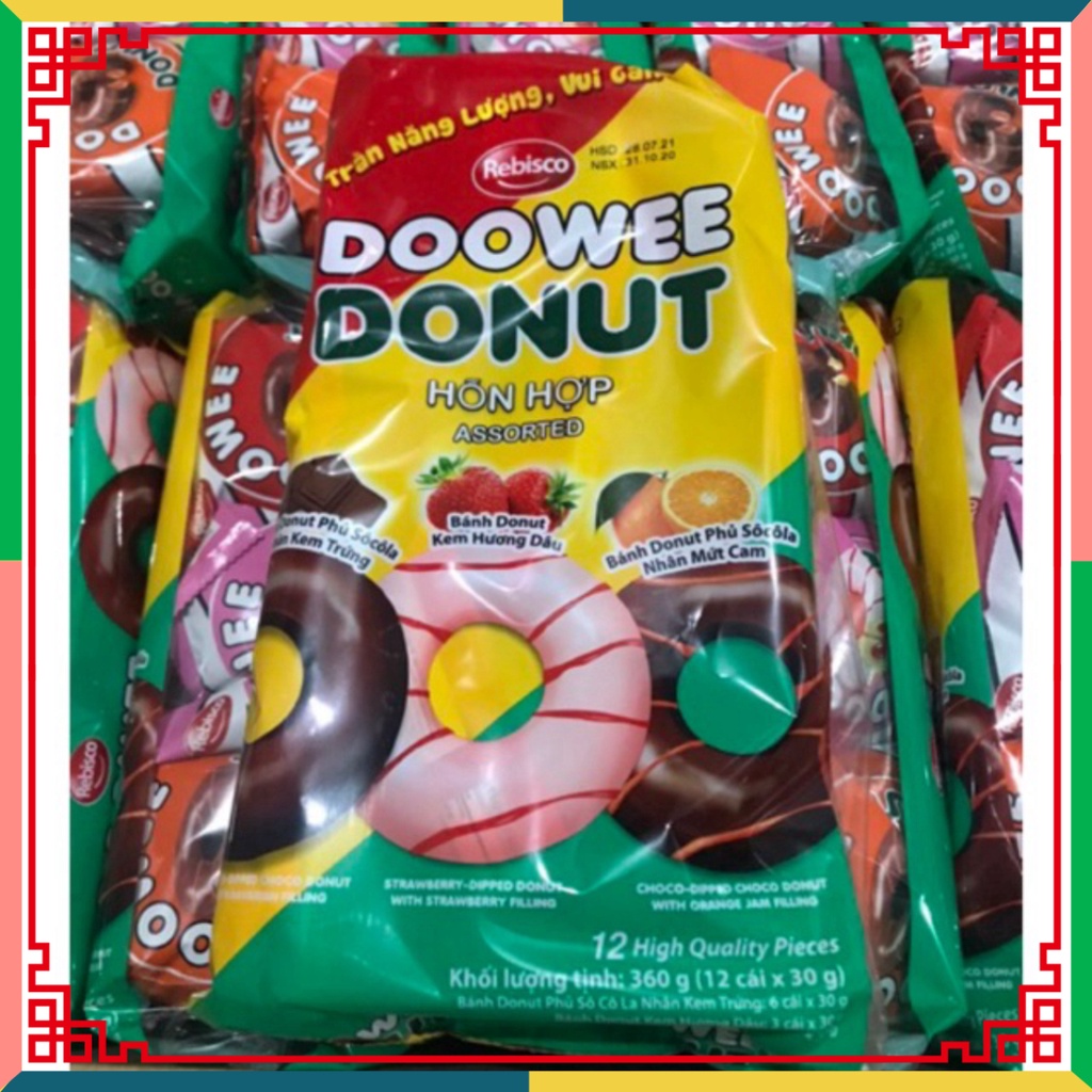 (HOT LIKE) Bánh Donut Doowee hỗn tạp Nhiều Vị (Gói 12 cái)