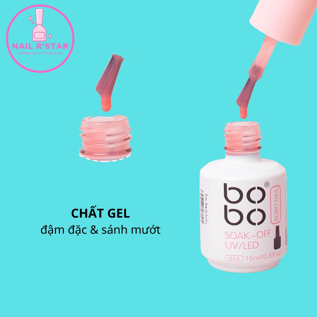 Sơn gel thạch Bobo chính hãng chất đậm đặc, bám móng, lên màu chuẩn 15ml  NAIL R’STAR