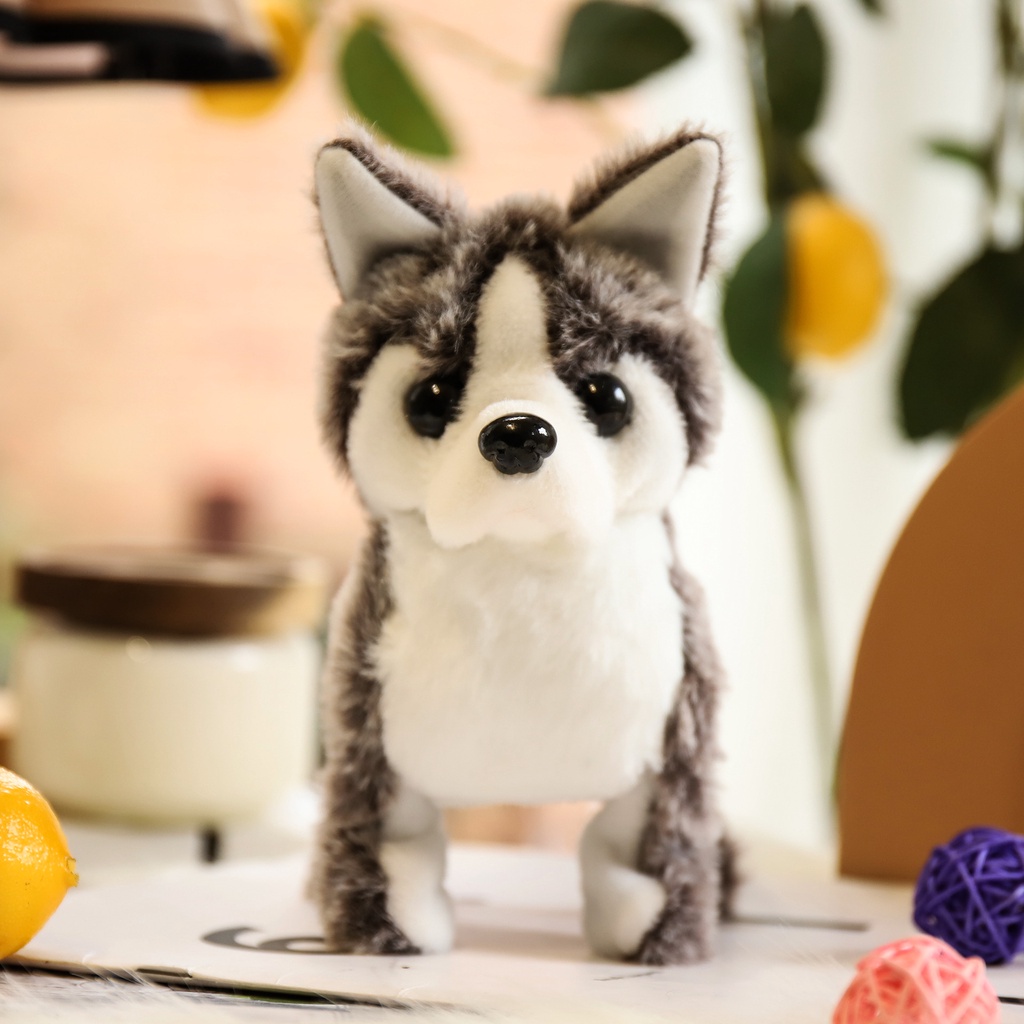 Thú nhồi bông, Chó bông biết đi biết sủa, Đồ chơi chó nhồi bông Husky cực xinh cho trẻ em