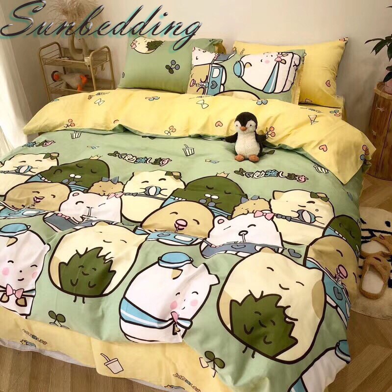 Bộ Chăn Ga Cotton POLY MÈO NHẬT BẢN💖chăn, ga, cotton, ga nệm, chăn ga, cotton poly, chăn nệm, chăn ga gối, bedding🏵️