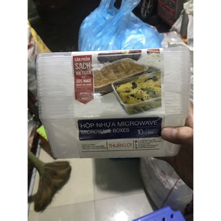 Combo 10 Hộp nhựa vuông 650ml Microwave của Thuận Lợi