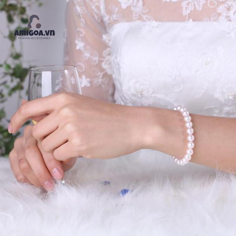 Vòng Tay Hạt Ngọc Trai 8MM Co Giãn