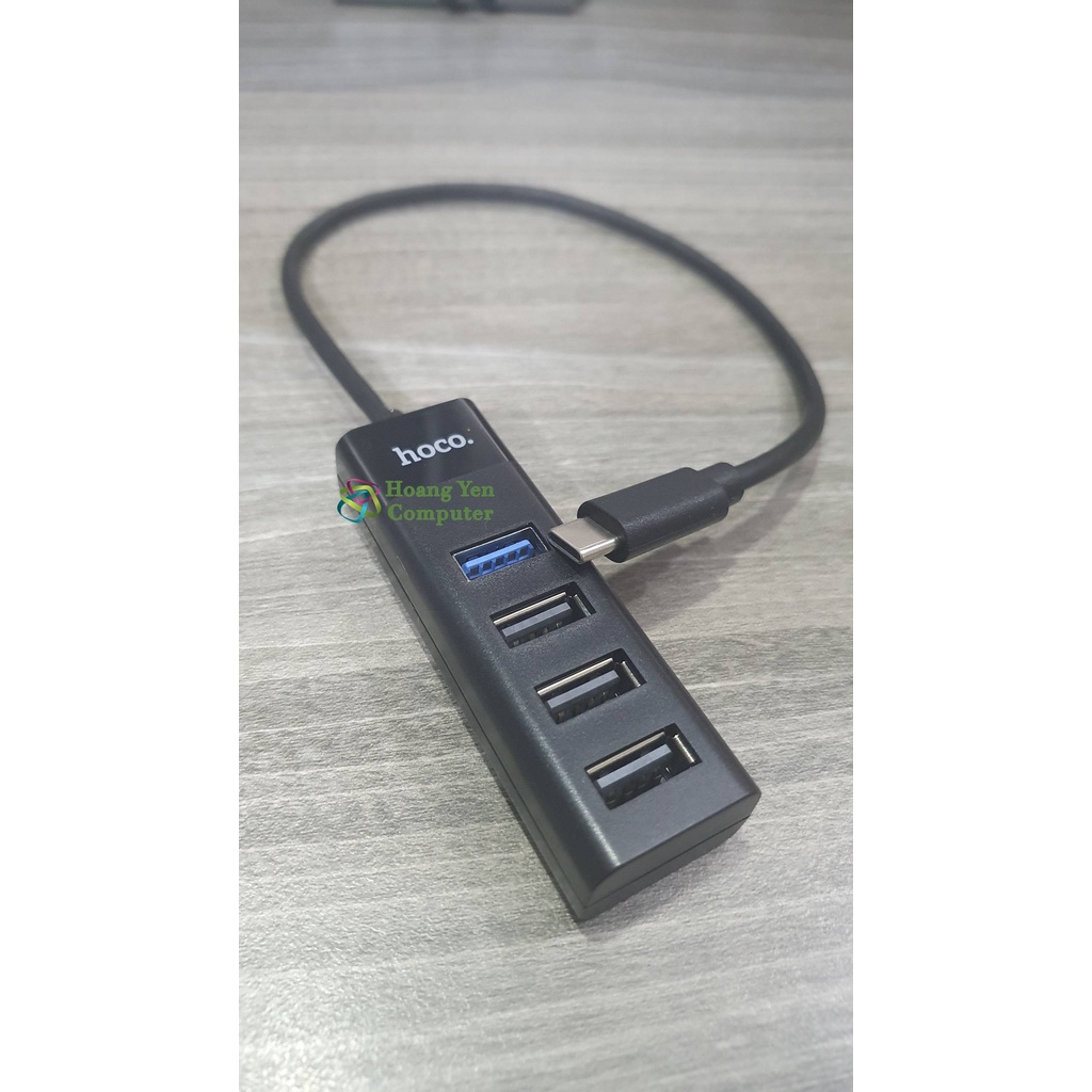 [TYPE C] Hub TYPE C ra USB 4 Cổng Hoco HB25 cho Laptop, Điện thoại - BH 1 năm - Hoàng Yến Computer