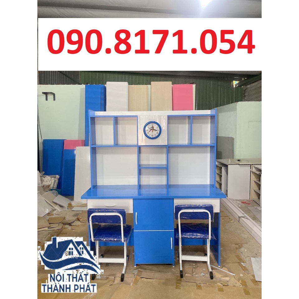 Bàn học sinh đôi màu xanh cho bé trai cấp 1 cấp 2 giao hàng tận nơi trong ngày