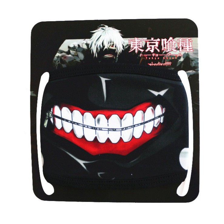 Khẩu trang vải cotton in hình hàm răng thiết kế chủ đề anime Tokyo Ghoul
