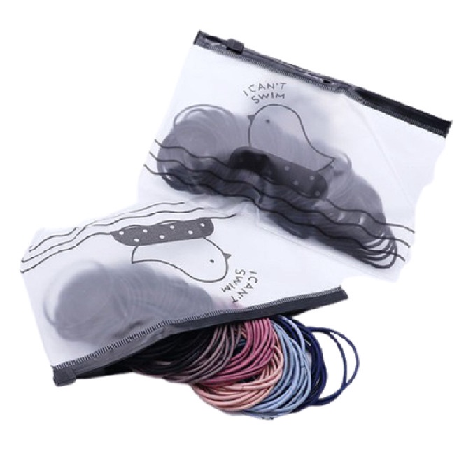 Set 100 Chun Buộc Tóc Trơn Nhiều Màu Cho Bạn Gái Có Tặng Kèm Túi Zip