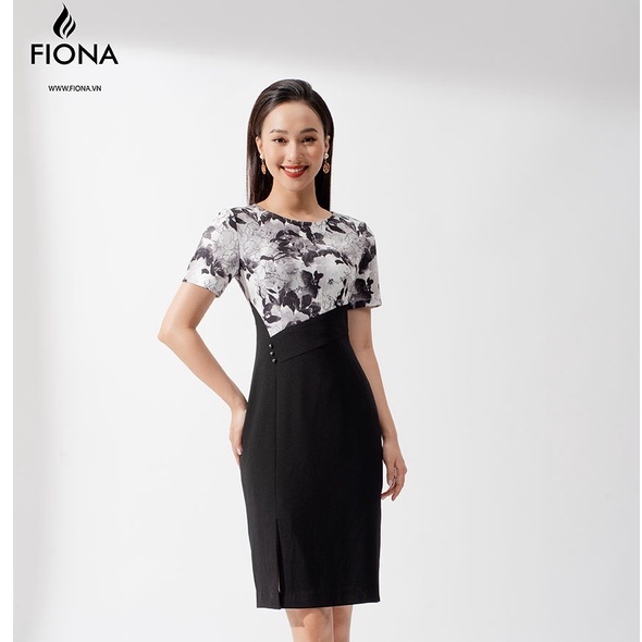 Đầm Ôm Phối Họa Tiết FIONA, Đầm Nữ Thời Trang Nữ Tính Mã F459852