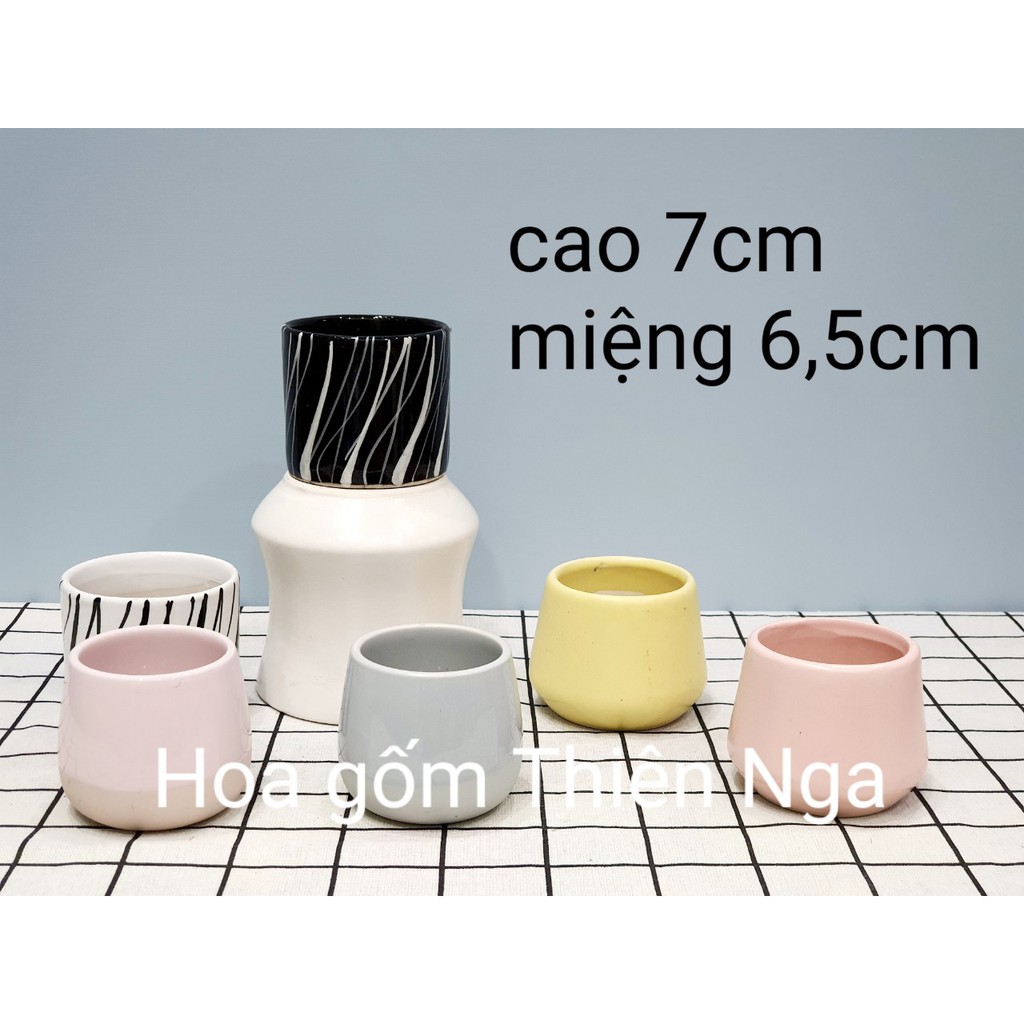 Chậu gốm sứ cắm hoa trụ tròn 7,5cm x 8cm