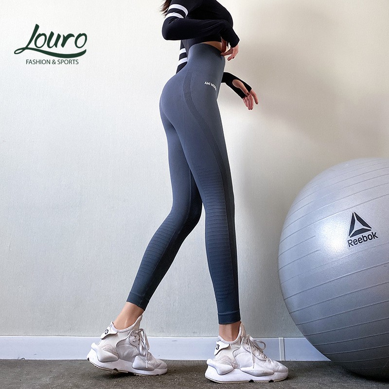 Quần tập gym nữ nâng mông Louro QL22, kiểu quần tập gym nữ  cạp cao sexy dài, lưng cao gen bụng, vải co giãn 4 chiều