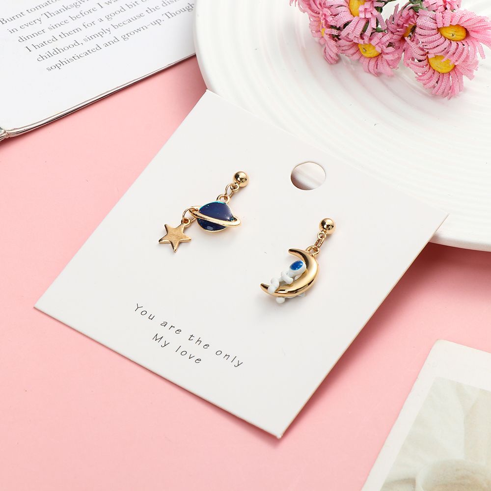 Bông tai hình phi hành gia mặt trăng ngôi sao 3D thời trang cho nữ