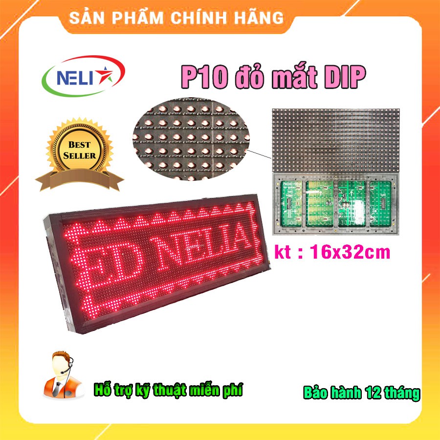 [Chính hãng] Tấm LED p10 đỏ mắt cắm chuyên làm biển quảng cáo, đầy đủ phụ kiện.