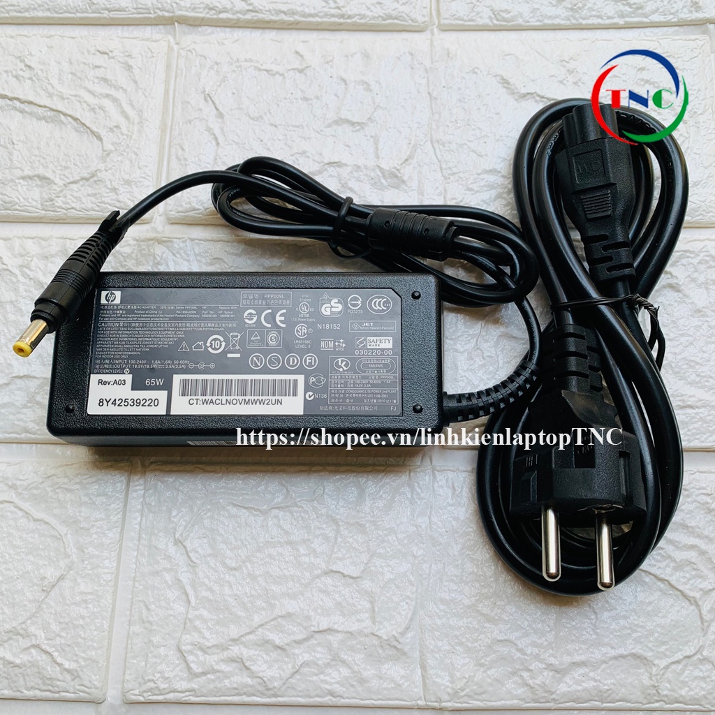Sạc Laptop HP Compaq 18.5V - 3.5A chân Vàng (kèm dây nguồn)