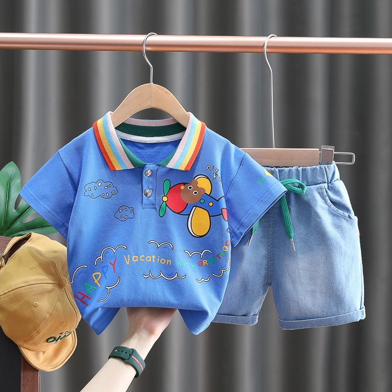 Bộ Trang Phục Thể Thao 2 Món Bằng Cotton Thời Trang Mùa Hè Cho Bé 0-5 Tuổi