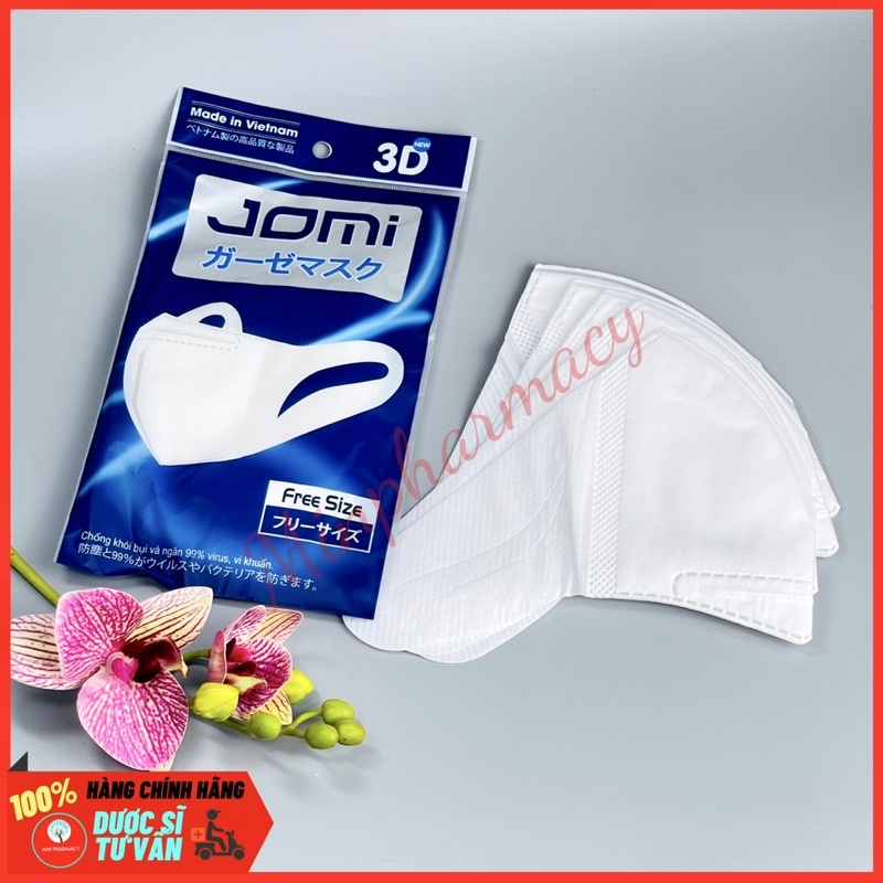 Khẩu Trang Jomi 3D mask Ngăn Khói Bụi &amp; Vi Khuẩn (túi 5 Cái) - Minpharmacy