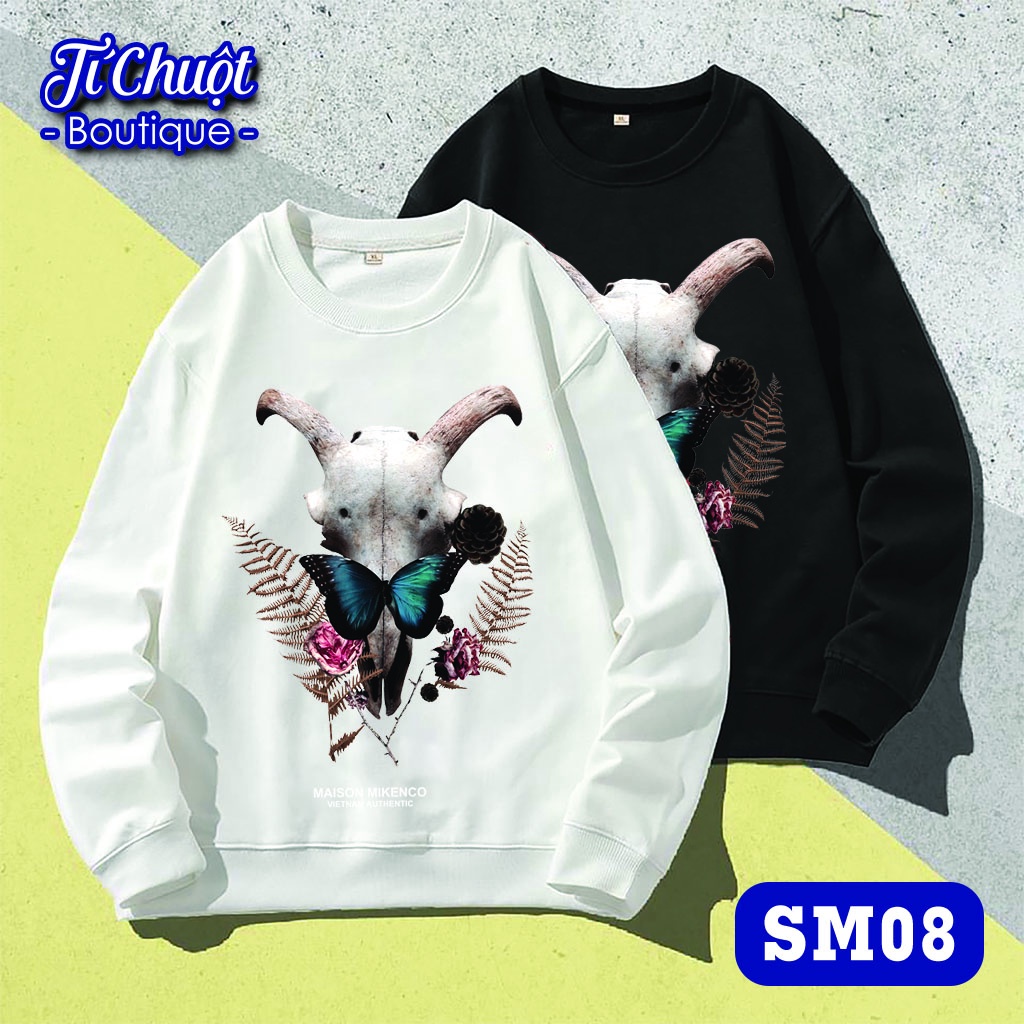 Áo sweater mikenco đầu trâu, áo tay dài nỉ bông mikenco Illusion 2 nam nữ form rộng thu đông - Tí Chuột Studio