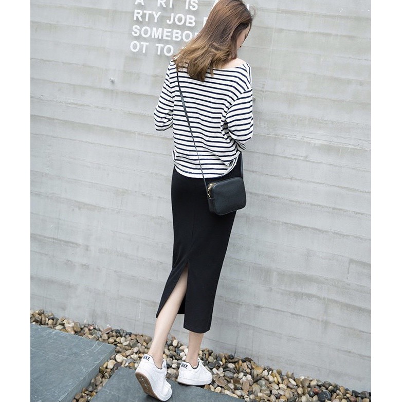 [Có sẵn] Chân Váy Ôm Chữ A Dáng Dài Lưng Cao Xẻ Tà Phong Cách Retro Hàn Quốc Dễ Phối Đồ Cực Xinh Dành Cho Nữ | BigBuy360 - bigbuy360.vn