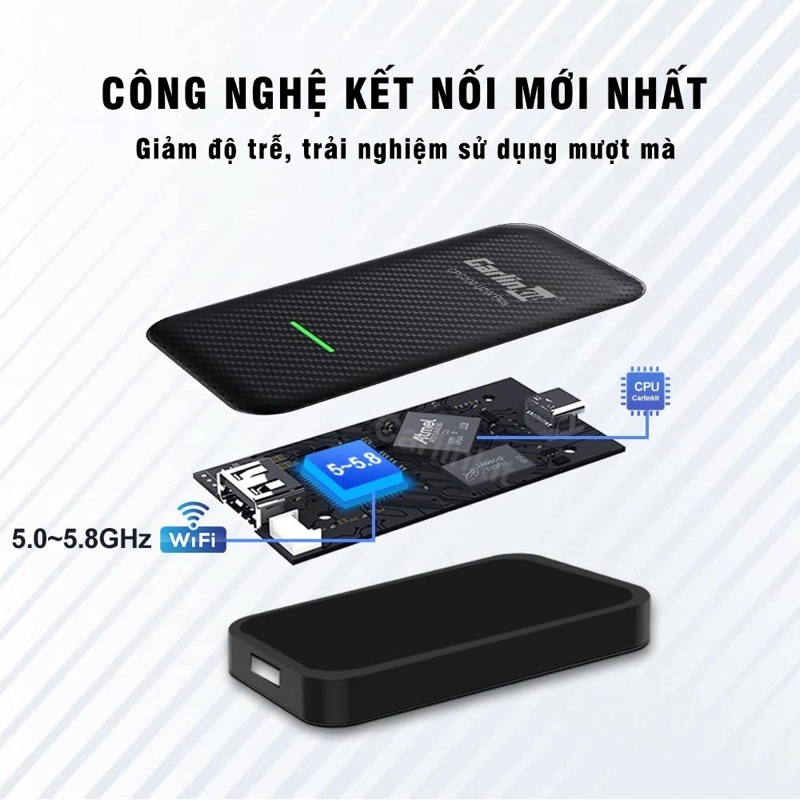 BỘ CHUYỂN ĐỔI KẾT NỐI APPLE CARPLAY + ANDROID AUTO KHÔNG DÂY CHO XE Ô TÔ CARLINKIT 4.0 2022