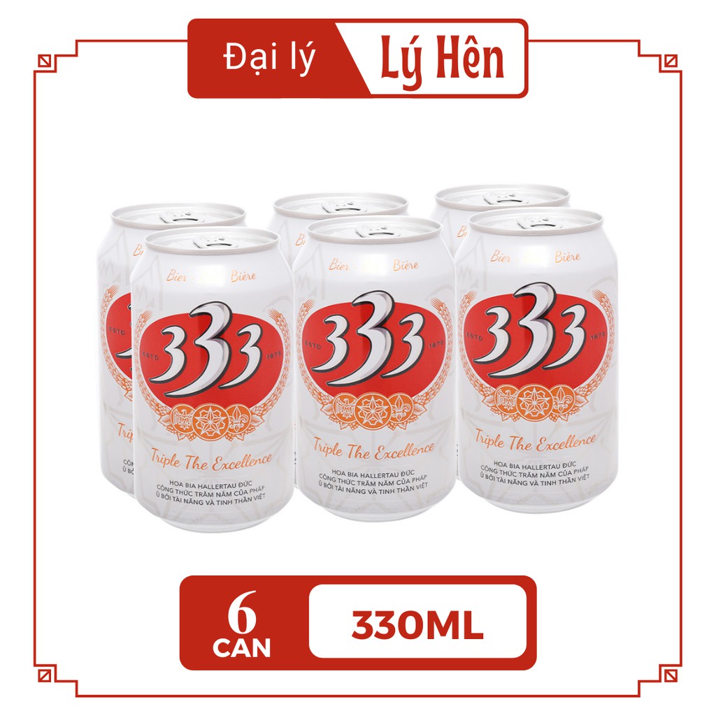 Lốc 6 Lon Bia 333 - Bia Sài Gòn 330ml/Lon Date Luôn Mới