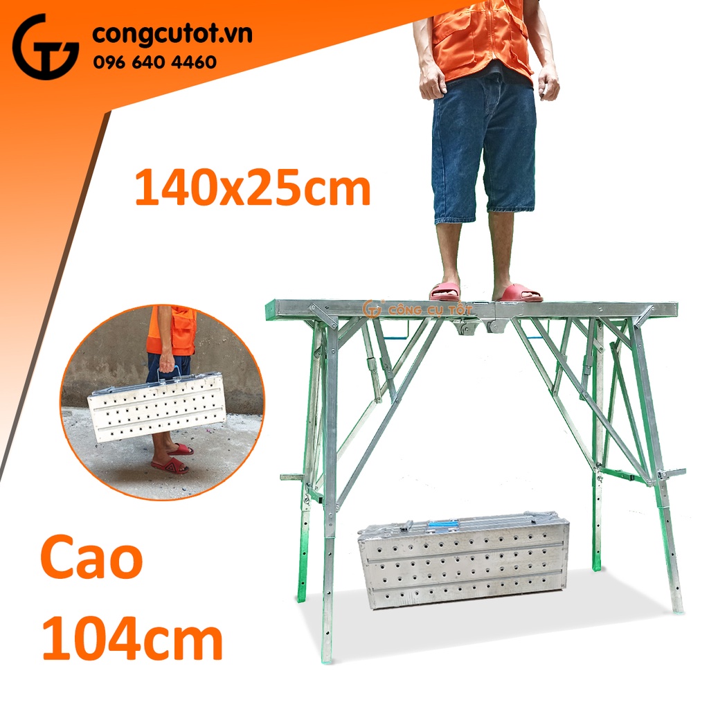 Giàn giáo gấp gọn mâm đứng đục lỗ ( cao 104cm, 150cm, 180cm tùy chọn)