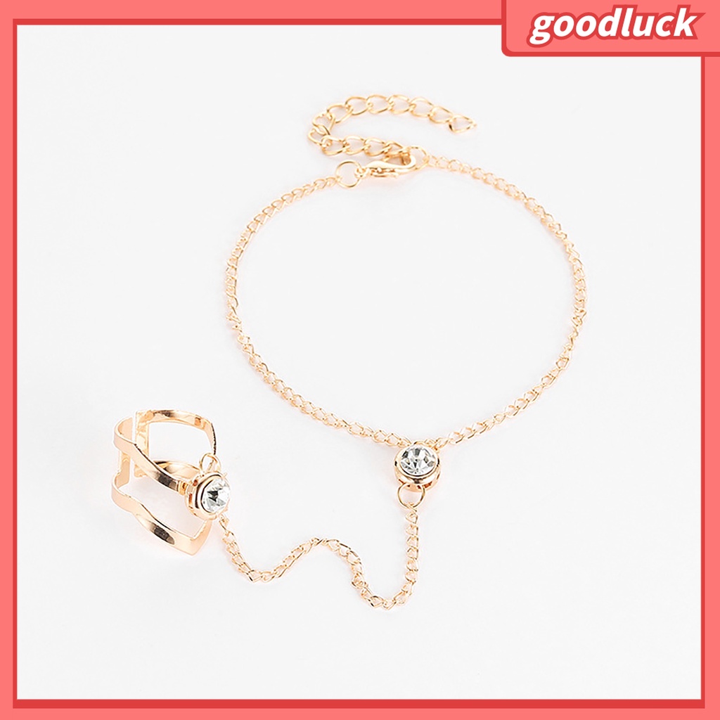 Goodluck| Vòng Tay Kèm Nhẫn Hợp Kim Đính Đá Nhiều Màu Sắc Cho Nữ