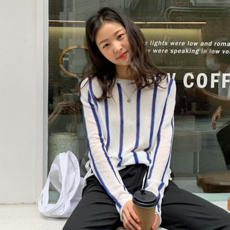 Áo Dệt Kim Tay Dài Kẻ Sọc Màu Sắc Thời Trang Mùa Hè Dành Cho Nữ