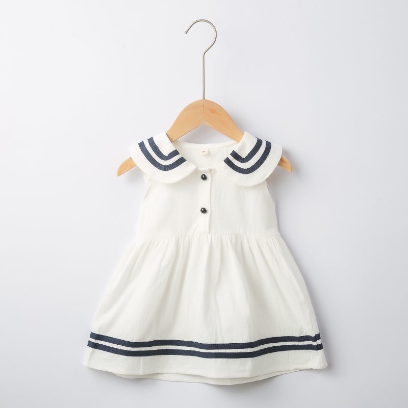 Đầm Thủy Thủ Vải Cotton Kiểu Công Chúa Dễ Thương Cho Bé Gái