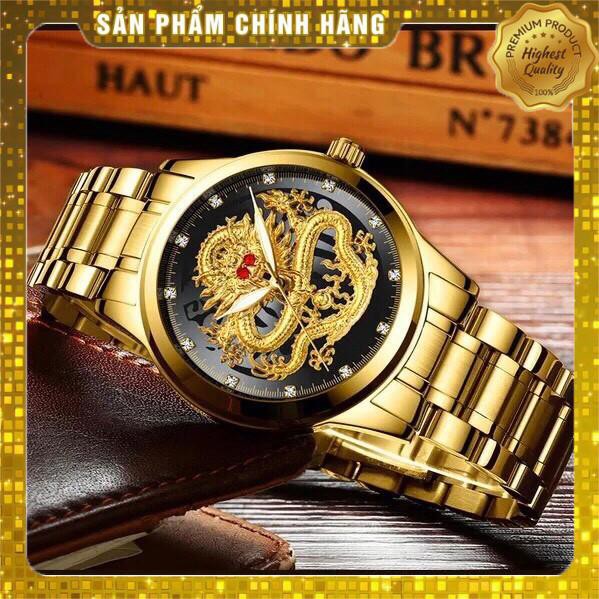 ĐỒNG HỒ NAM CAO CẤP MẶT RỒNG 3D MẮT ĐỎ CỰC ĐẸP (TẶNG KÈM HỘP VÀ PIN DỰ PHÒNG)