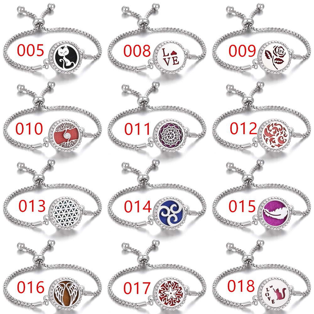 Vòng Đeo Tay Khuếch Tán Hương Thơm Đính Pha Lê Có Thể Điều Chỉnh