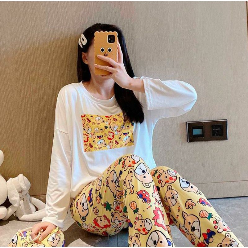 Bộ đồ ngủ thu đông bộ pijama nữ dễ thương quyến rũ mẫu mới chất đẹp phong cách Hàn Quốc Style 2020