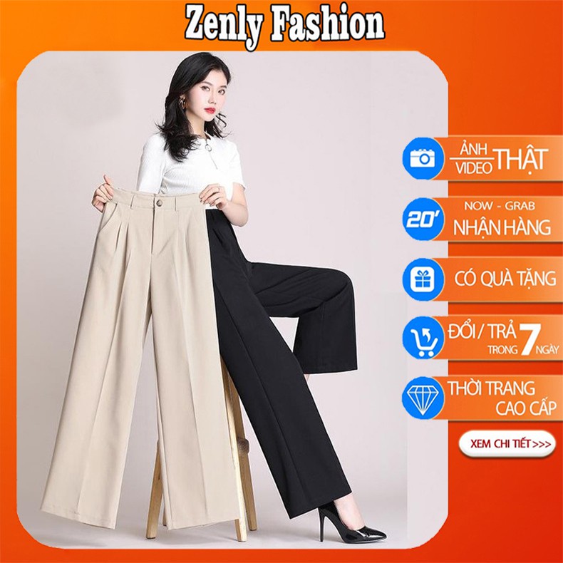 Quần tây ống rộng lưng cao [Hàng Cao Cấp] Quần tây nữ ống rộng khoá sườn, vải tuyết mưa sang xịn mịn | BigBuy360 - bigbuy360.vn