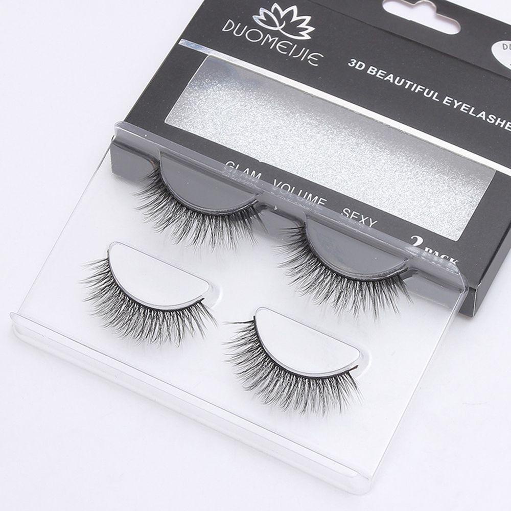 Set 2 Cặp Lông Mi Giả 3D Dài Bằng Lông Chồn Nhân Tạo
