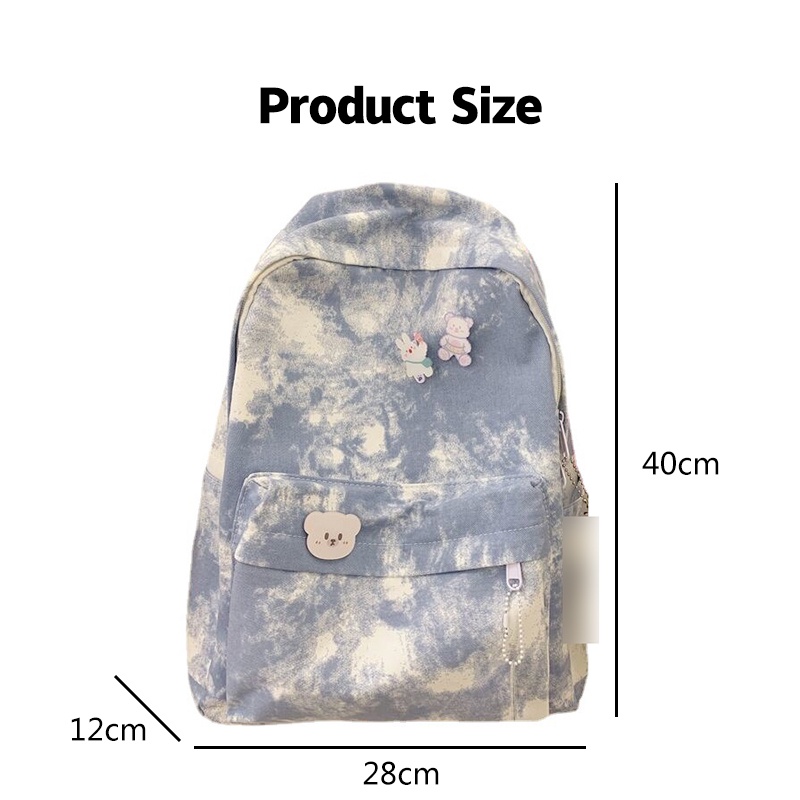 Ba lô Yadou bằng acrylic đeo vai đa năng họa tiết nhuộm màu loang thời trang cho học sinh