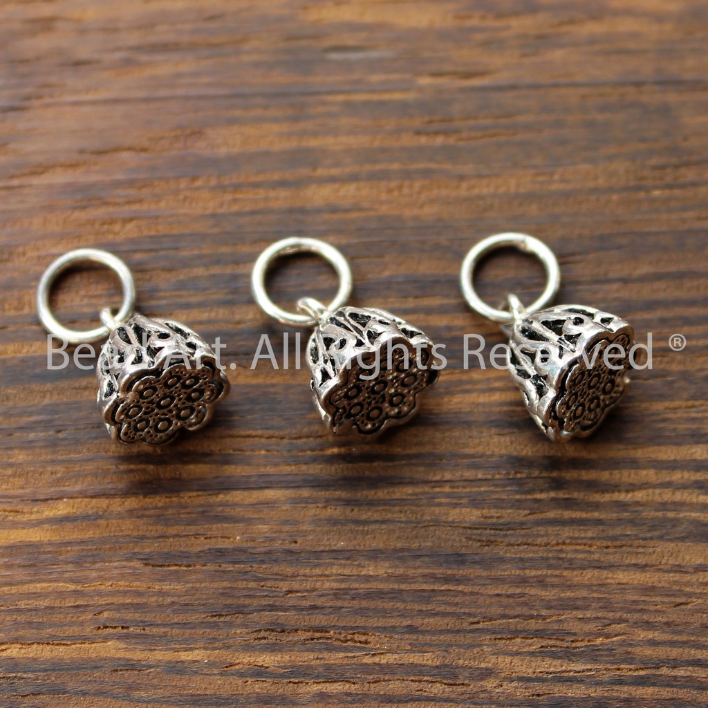 Charm Hoa Sen Treo Tòng Teng 8X9MM, Bạc 925, Phối Vòng Tay, Chuỗi Hạt, Trang Sức Phong Thuỷ S50 - Bead Art