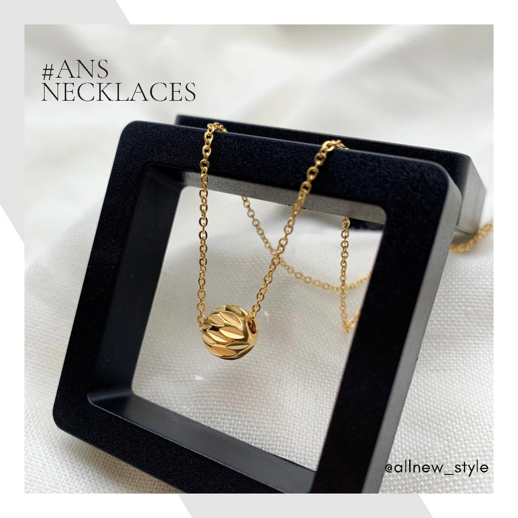 Vòng cổ Allnewstyle hạt thép titan tròn khắc cạnh basic