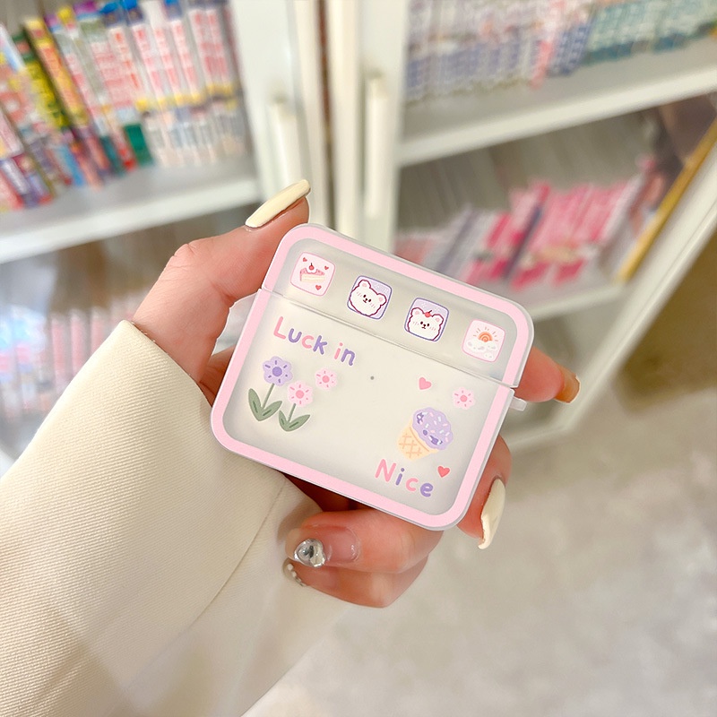 Vỏ Bảo Vệ Hộp Sạc Tai Nghe airpods pro / airpods3 Bằng Silicon Hình Vuông Họa Tiết Hoạt Hình