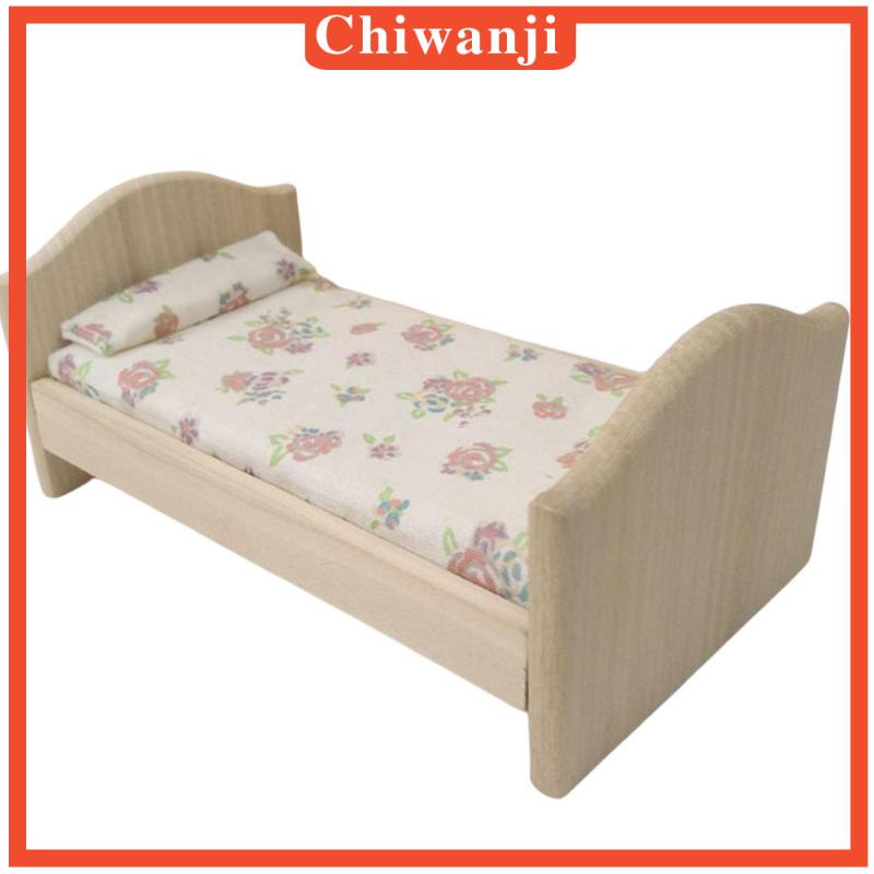 Mô Hình Giường Ngủ Mini Phong Cách Retro Tỉ Lệ 1/12 Trang Trí Nhà Búp Bê