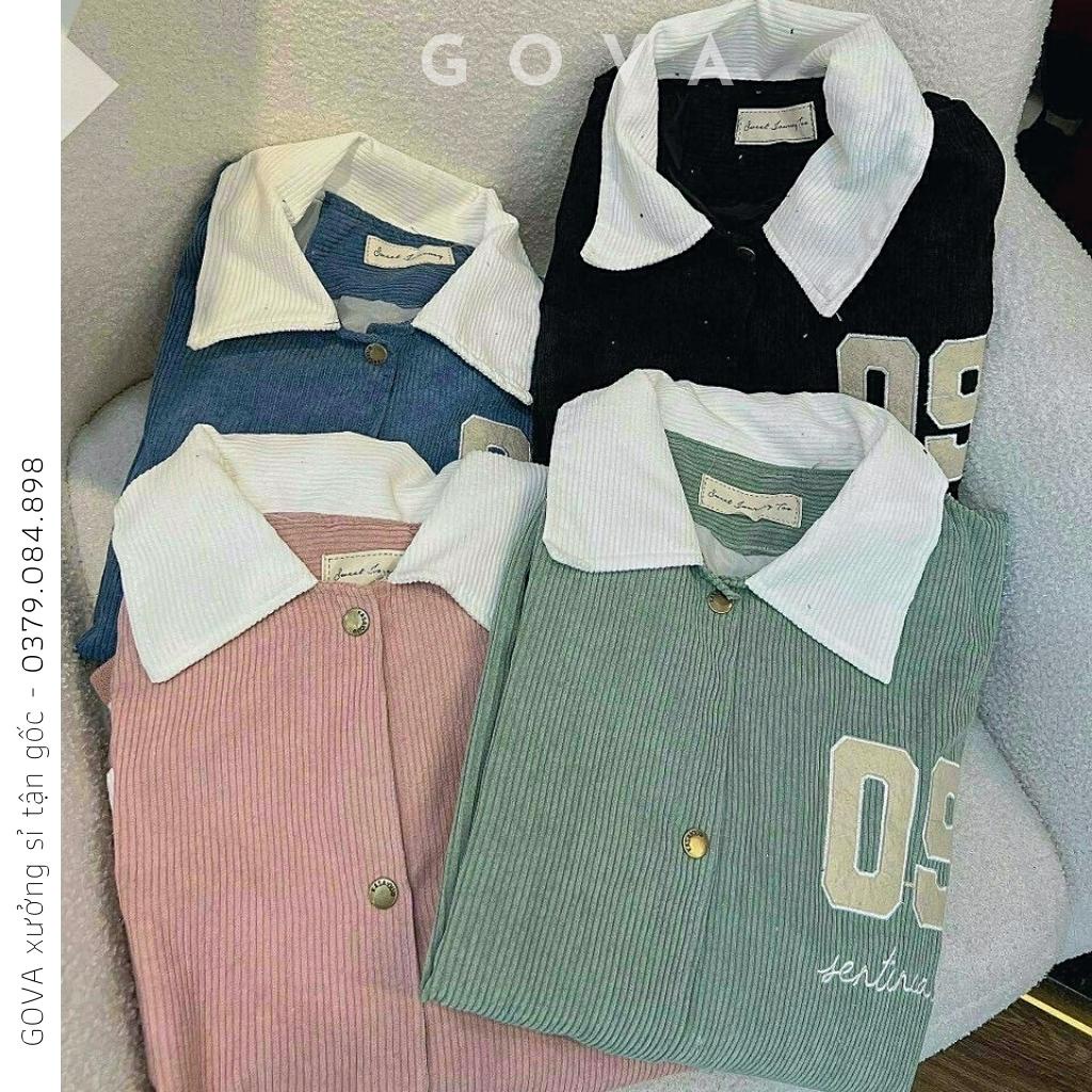 Áo Khoác Sơ Mi Nhung Gân Tăm SENTINIALRS 09 Form Rộng Ulzzang, Áo Khoác Nhung Nam Nữ Cực Đẹp GOVA