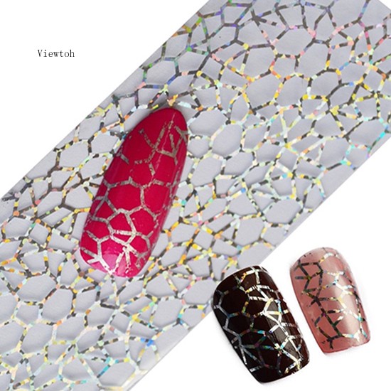 *˚View*✧⁺Glitter Nail Art Full Tips DIY Cobweb Nail Foils Transfer Polish Sticker Nail Decals