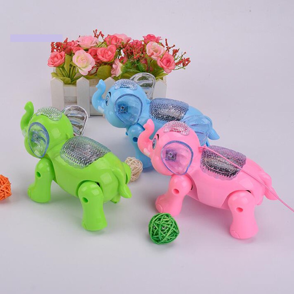 Đồ chơi voi biết đi có nhạc đèn kèm dây dắt (giao màu ngẫu nhiền theo bé gái bé trai) quà tặng cho bé trẻ em