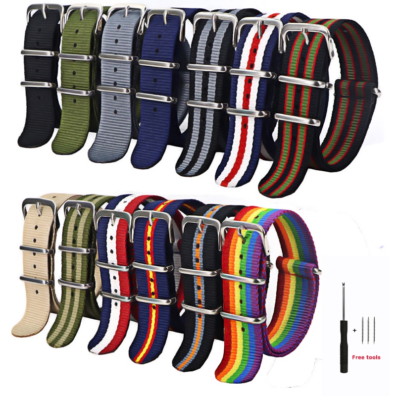 Dây Đeo Đồng Hồ Bằng Nylon Rộng 18mm 20mm 22mm Chống Nước Cho Nato
