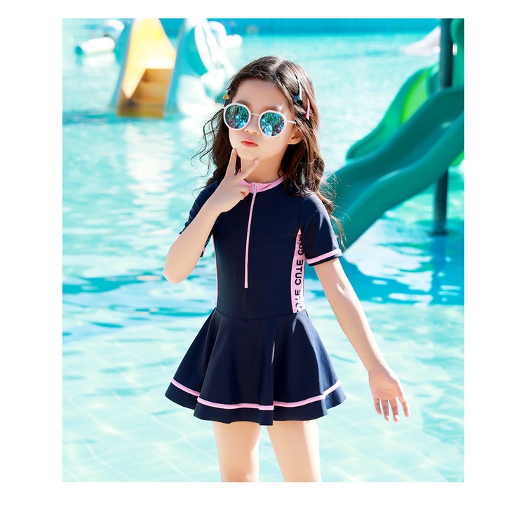 Áo bơi bé gái liền thân dạng váy (có quần bơi rời phía trong) 2 màu 2 kiểu dáng