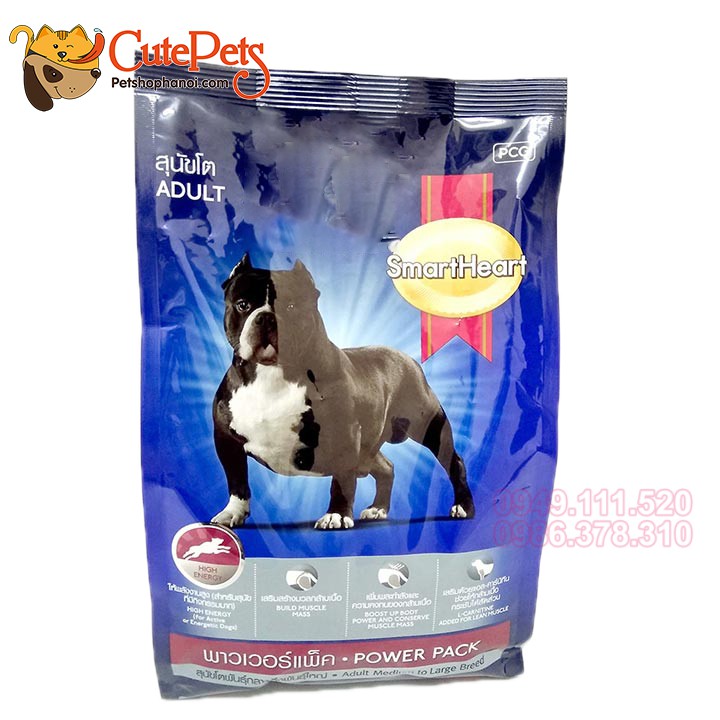 Thức ăn Smart Heart Power Pack Adult 1kg Dành cho chó trưởng thành tạo cơ bắp - CutePets