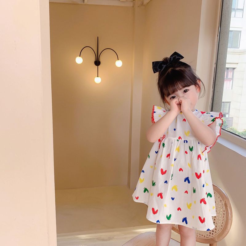 Girls' dresses 2021 summer children's wear new one-piece dress princess dress color love dress sleeveless dress girl baby skirt