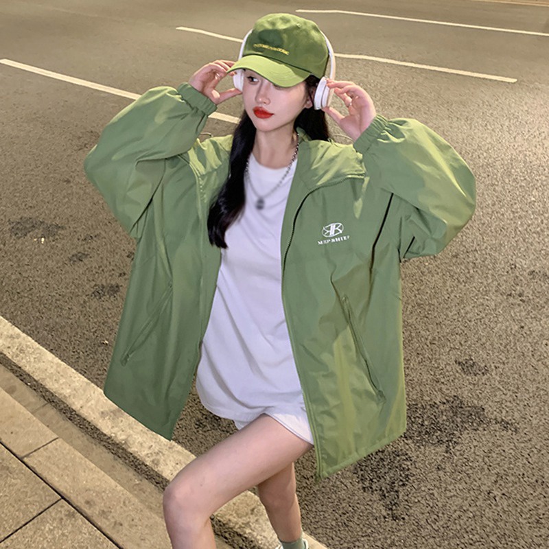 Áo Khoác Bóng Chày Có Nón Tay Dài Dáng Rộng Thời Trang Xuân Thu