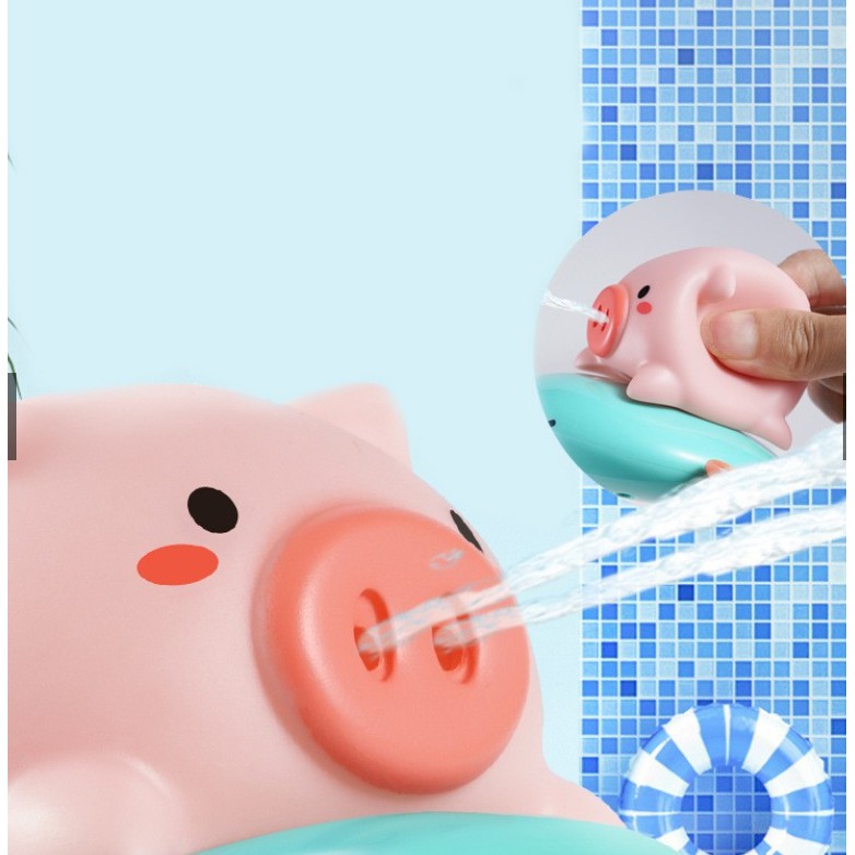 Đồ chơi thả bồn tắm cho bé -Bò, lợn kèm phao bơi phun nước.