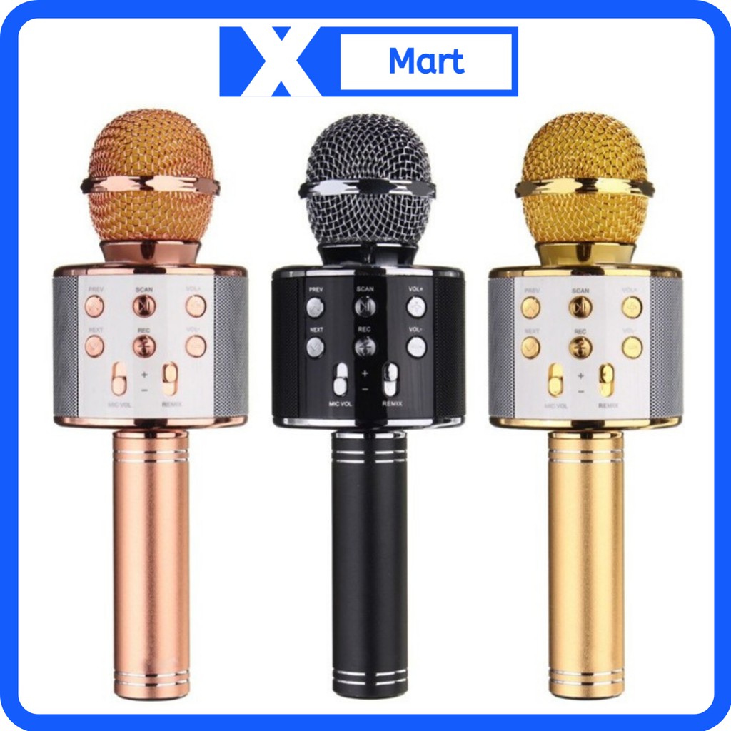 Micro bluetooth karaoke WSTER WS858 giá rẻ - Micro không dây hát karaoke trên điện thoại công suất 10W