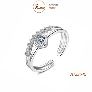 Nhẫn bạc thiết kế tùy chính mặt hình trái tim đính đá thời trang cho nữ ANTA Jewelry - ATJ3545
