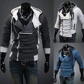 Áo Khoác Khóa Kéo Chéo Thời Trang Có Mũ Trùm Dành Cho Nam